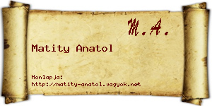 Matity Anatol névjegykártya